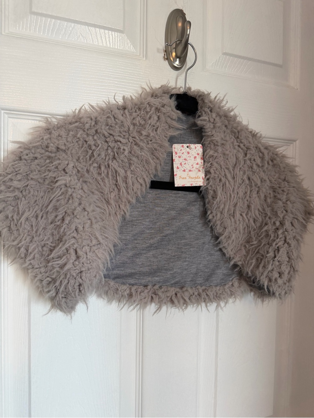 Free People Kids Faux Fur Shrug in Taupe Gray